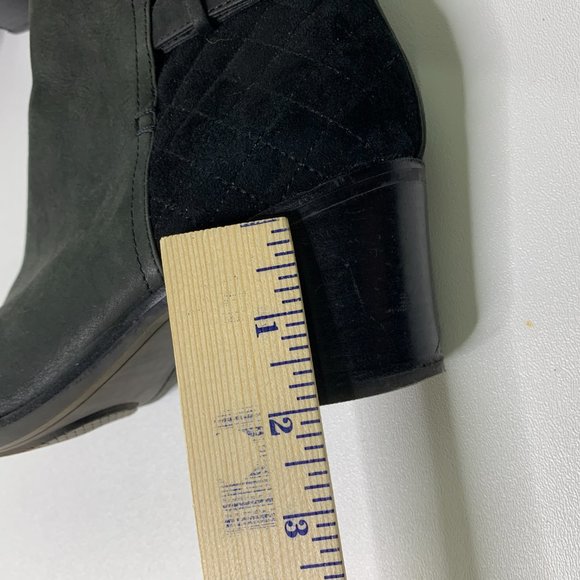 Sperry Leather Ankle Booties Boots Black Heels Quilted Suede Trendy Womens 6.5 - Picture 8 of 9